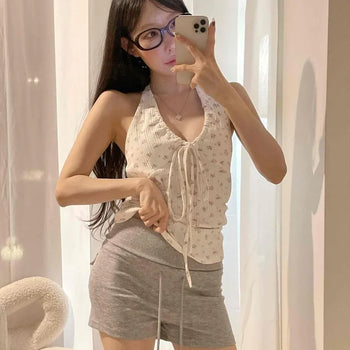 Cotton High-Waisted Elastic Back Pocket Slim Hot Pants Shorts