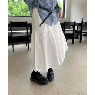 shirring tiered long skirt