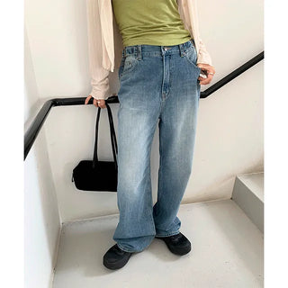 loose fit buckled denim
