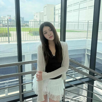 High-Waisted Lace Frill Tiered Skirt Mini Skirt