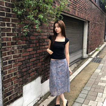 Percidin Flower Satin Long Skirt Satin Skirt/Layered/Flower Skirt/Chiffon Skirt