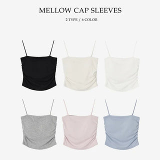 Mellow Shirred Sleeveless Tube Top with Built-in Cups