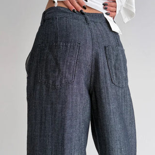 Non-faded wide dark blue pants