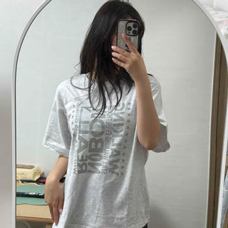 Star Lettering Print Oversized Short Sleeve T-shirt