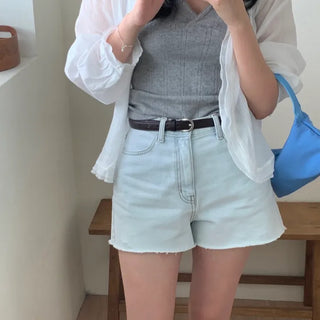 Coachelli Light Wash Denim Cut-off Shorts