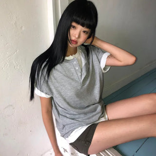 Lesen Henley Neck Short Sleeve T-shirt