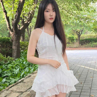 Strap Frill Ribbon Fitted A-Line Sleeveless Mini Dress