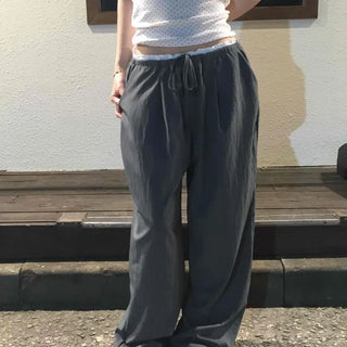 Lugak String Wide Loose Fit Daily Long Pants