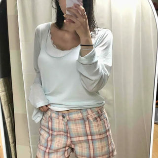 Button Check Straight Regular Fit Daily Shorts