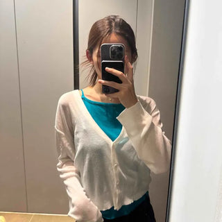 Oversized Plain Button Long Sleeve Cardigan