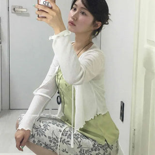Luel String Flower Straight H-Line Daily Midi Skirt