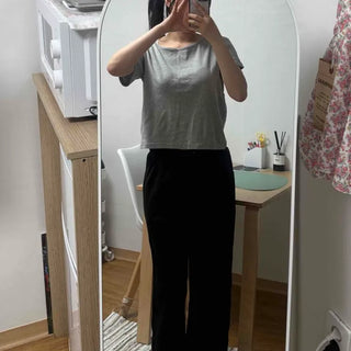 Shirred String Wide Loose Fit Daily Long Pants