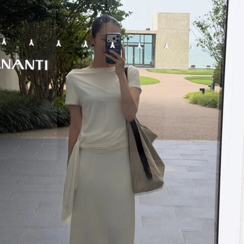 26 Kayla Drape Scarf Jersey Long Dress