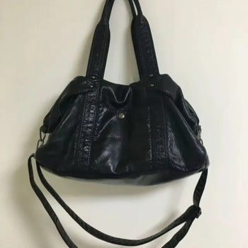 Black Leather Les Tote Shoulder Crossbody Bag