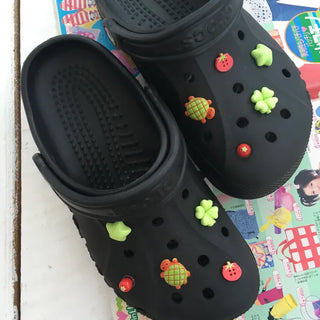 (10 pcs) Lucky Melon Bread Turtle Tomato Schwytz Set Star Four-Leaf Clover Shoe Decor Slipper Parts Charm Shoe Decorating Set