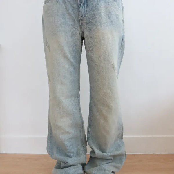 Dusty Blue Semi-Bootcut Denim Pants
