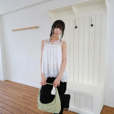 Lace Chiffon Asymmetrical Blouse (2 colors)
