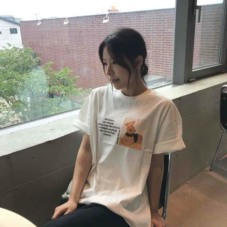 Oversized Graphic Lettering Print Short Sleeve T-shirt