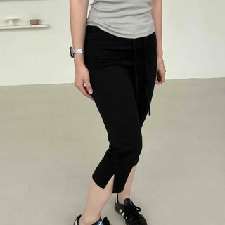 String Cutout Straight Slim Fit Shorts
