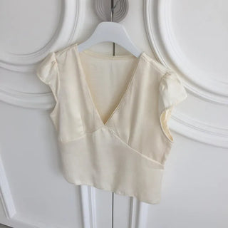 Mori Satin Lace Blouse, Cap Sleeve, Wedding Guest Look, Date Look, Feminine