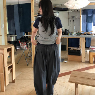 Obi Poly Wide Elastic String Loose Fit Pants
