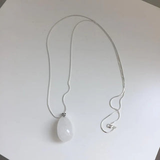 Gemstone Silver Long Necklace Pendant Fashion Necklace