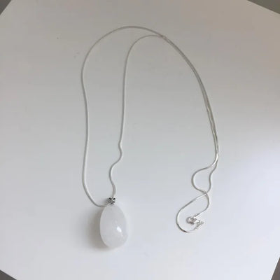 Gemstone Silver Long Necklace Pendant Fashion Necklace