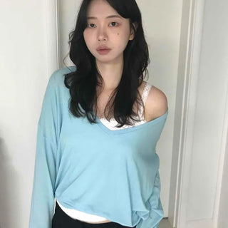 Plain Dolman Sleeve Oversized Long Sleeve T-shirt