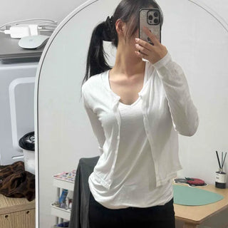Boel Plain Button Down Slim Fit Long Sleeve Cardigan