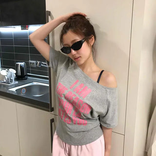 Loose-fit Lettering Color Block Short Sleeve T-shirt