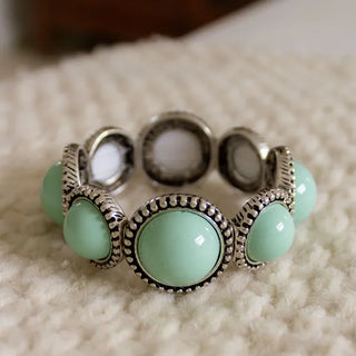 Vintage Silver Mint Turquoise Bangle Bracelet