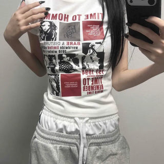 Graphic Lettering Print Slim Fit Short Sleeve T-shirt