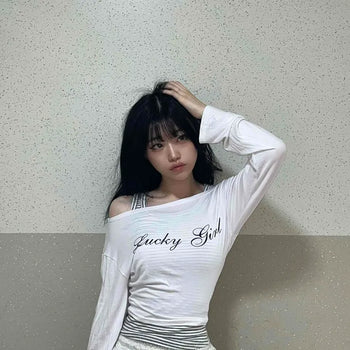 Slim Fit Lettering Daily Long Sleeve T-shirt