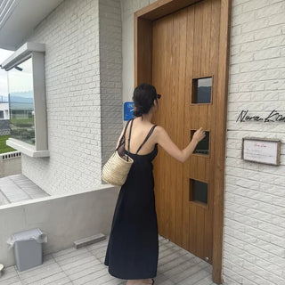 Deep Dress  Bustier Slip Sleeveless Long Dress Vacation Look
