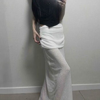 Shirred Wrap Mermaid Slim Fit Long Skirt