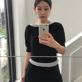About Shirred 3/4 Boat Neck T-shirt