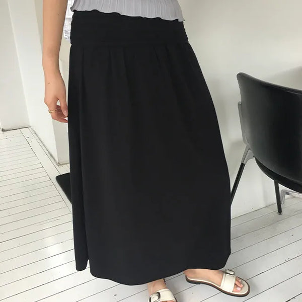 About Shirred Folding Maxi Skirt