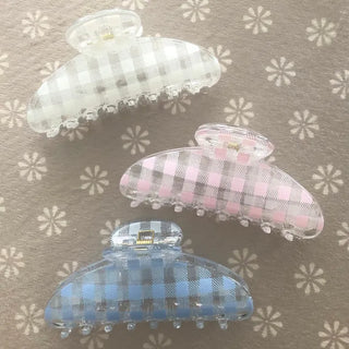 (3 colors) Pastel check round hair clip hair clip half-updo