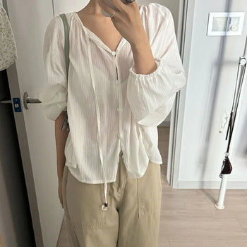 Yop Shirred Short Sleeve Blouse