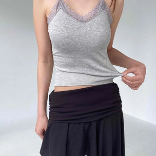 Strapped Plain Slim Fit H-Line Sleeveless Top