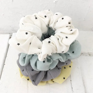 (4 colors) Milky Way Scrunchie Mini Star Ribbed Hair Crust