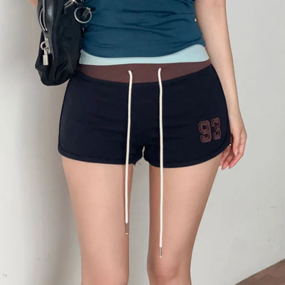 Entina embroidered color-block shorts