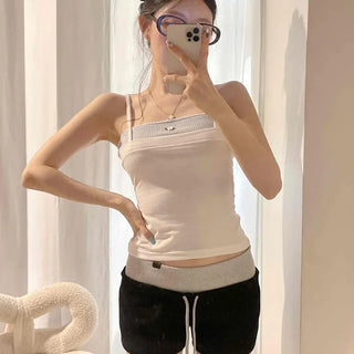 Color Block Strap Slim Fit Plain Sleeveless