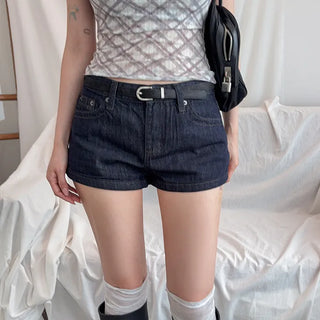 Pixie Ho raw denim shorts