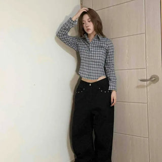 Button-down Check Slim Fit Long Sleeve Shirt