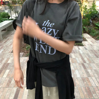 Lazy Vacation Look Loose Fit Printed Short Sleeve Summer T-shirt