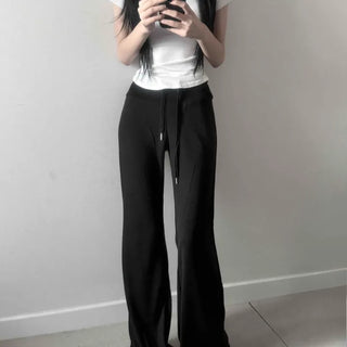 Sweatshirt Elastic Waist Back Pocket Bootcut Low-Rise Long Pants