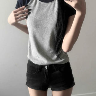 Ruti Color Block Round Raglan Short Sleeve T-Shirt