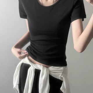 Cotton Modal Slim Fit Crop Short Sleeve T-shirt