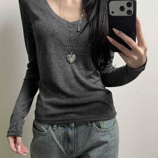 Lubam Slim Fit Plain Casual Daily Long Sleeve T-shirt